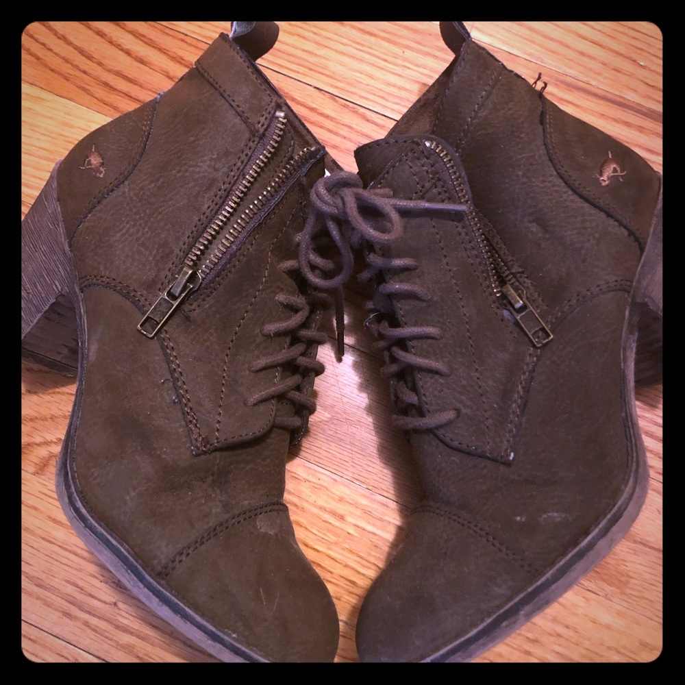 Brown suede booties